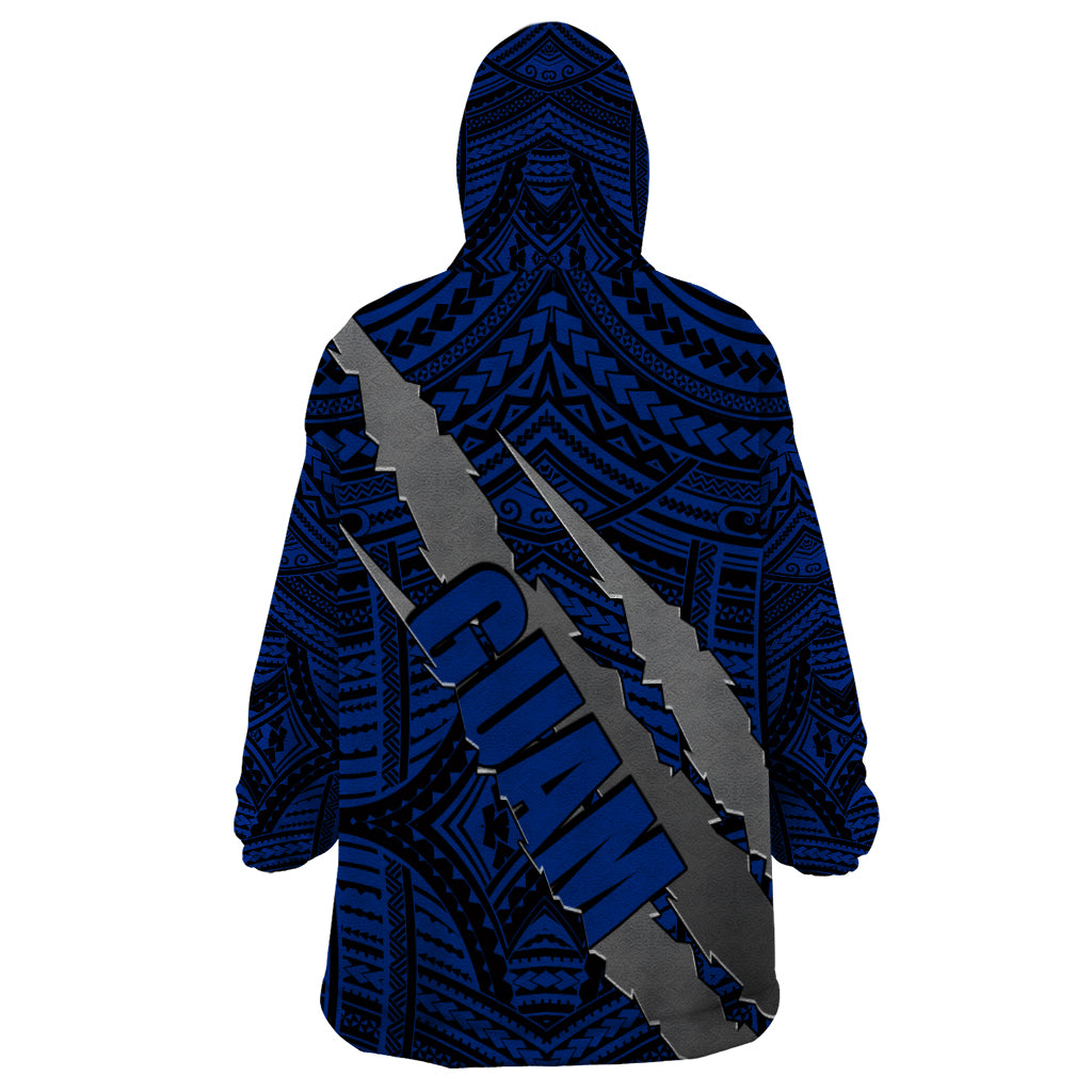 Polynesian Guam Wearable Blanket Hoodie with Coat Of Arms Claws Style - Blue LT6 - Polynesian Pride