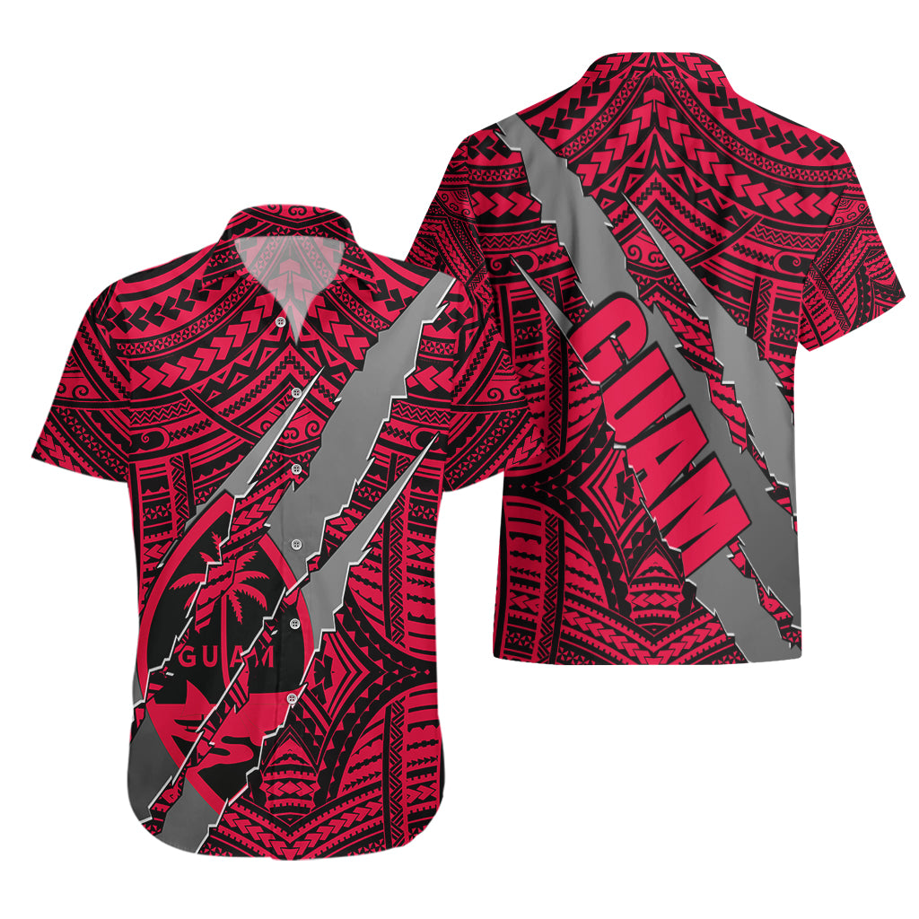 Polynesian Guam Hawaiian Shirt with Coat Of Arms Claws Style - Red LT6 - Polynesian Pride