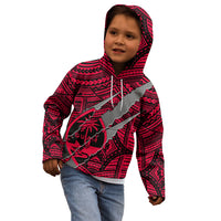 Polynesian Guam Kid Hoodie with Coat Of Arms Claws Style - Red LT6 - Polynesian Pride