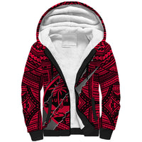 Polynesian Guam Sherpa Hoodie with Coat Of Arms Claws Style - Red LT6 Unisex Red - Polynesian Pride