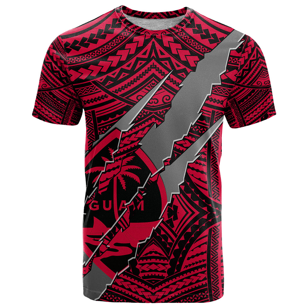 Polynesian Guam T Shirt with Coat Of Arms Claws Style Red LT6 Red - Polynesian Pride