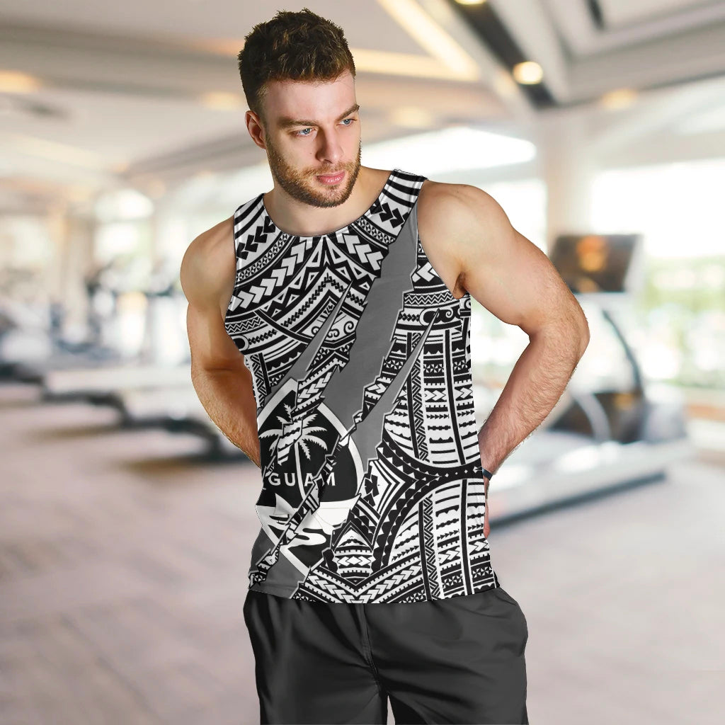 Polynesian Guam Men Tank Top with Coat Of Arms Claws Style - White LT6 - Polynesian Pride