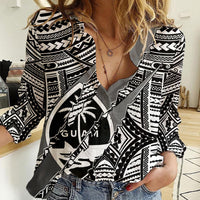 Polynesian Guam Women Casual Shirt with Coat Of Arms Claws Style - White LT6 Female White - Polynesian Pride