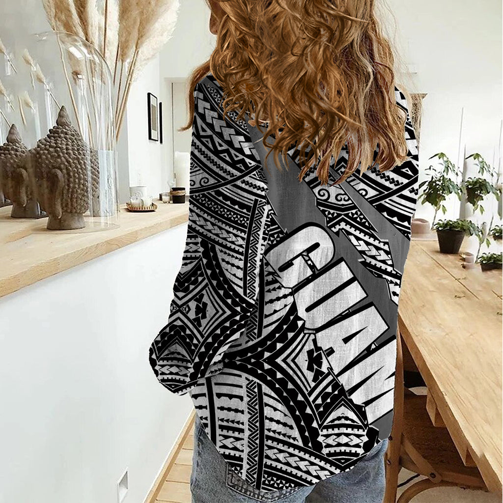 Polynesian Guam Women Casual Shirt with Coat Of Arms Claws Style - White LT6 - Polynesian Pride