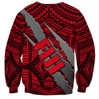 Polynesian Fiji Sweatshirt with Coat Of Arms Claws Style - Red LT6 - Polynesian Pride