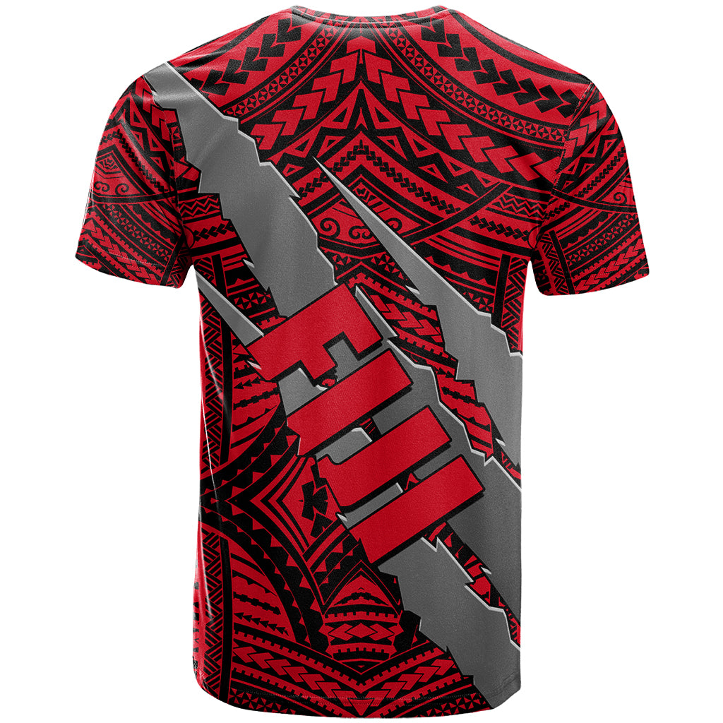 Polynesian Fiji T Shirt with Coat Of Arms Claws Style Red LT6 - Polynesian Pride
