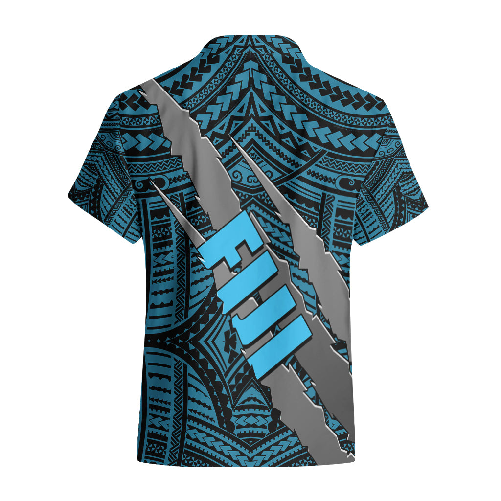 Polynesian Fiji Hawaiian Shirt with Coat Of Arms Claws Style - Blue LT6 - Polynesian Pride
