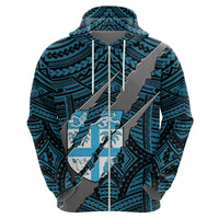 Polynesian Fiji Hoodie with Coat of Arms Claws Style Blue LT6 - Polynesian Pride