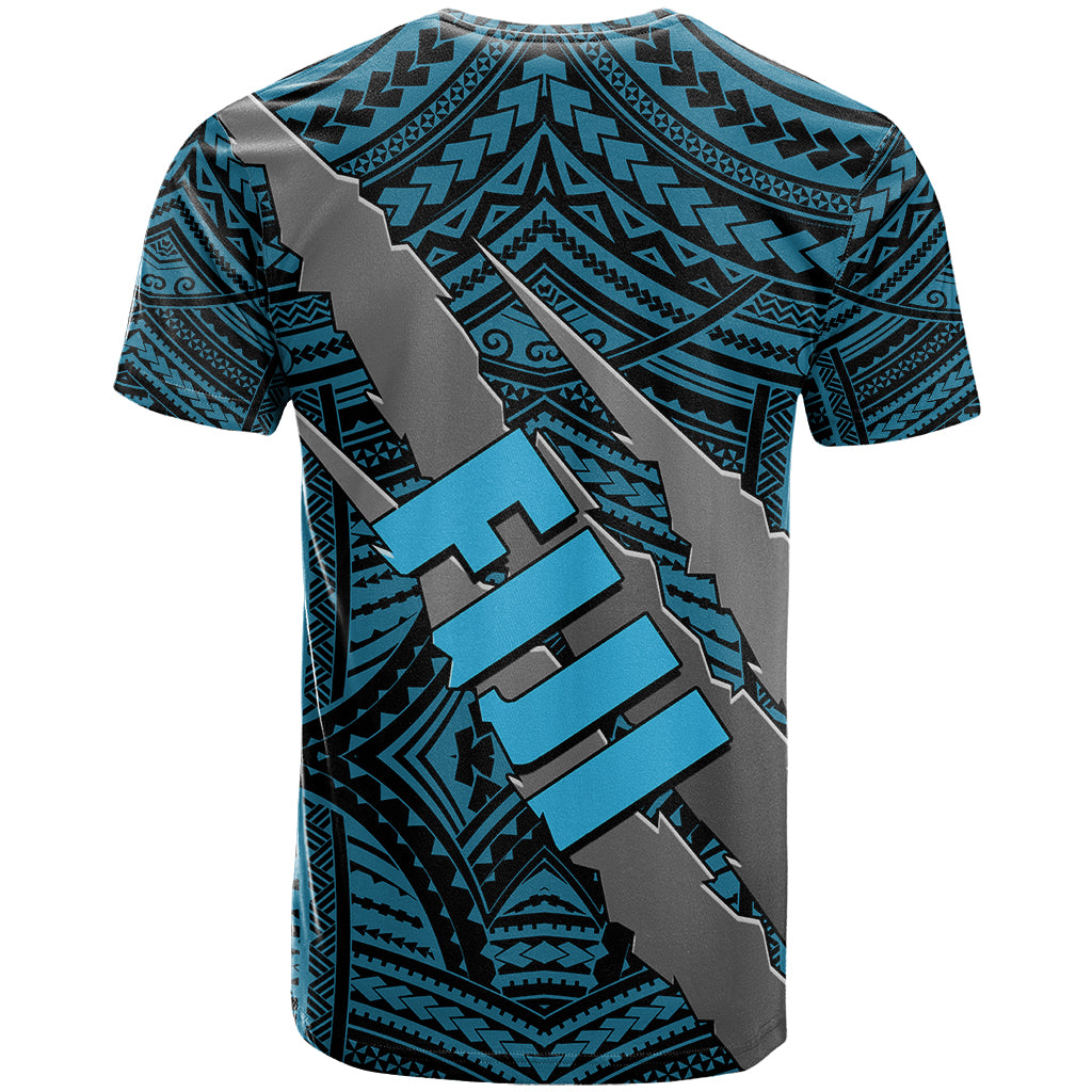 Polynesian Fiji T Shirt with Coat Of Arms Claws Style Blue LT6 - Polynesian Pride
