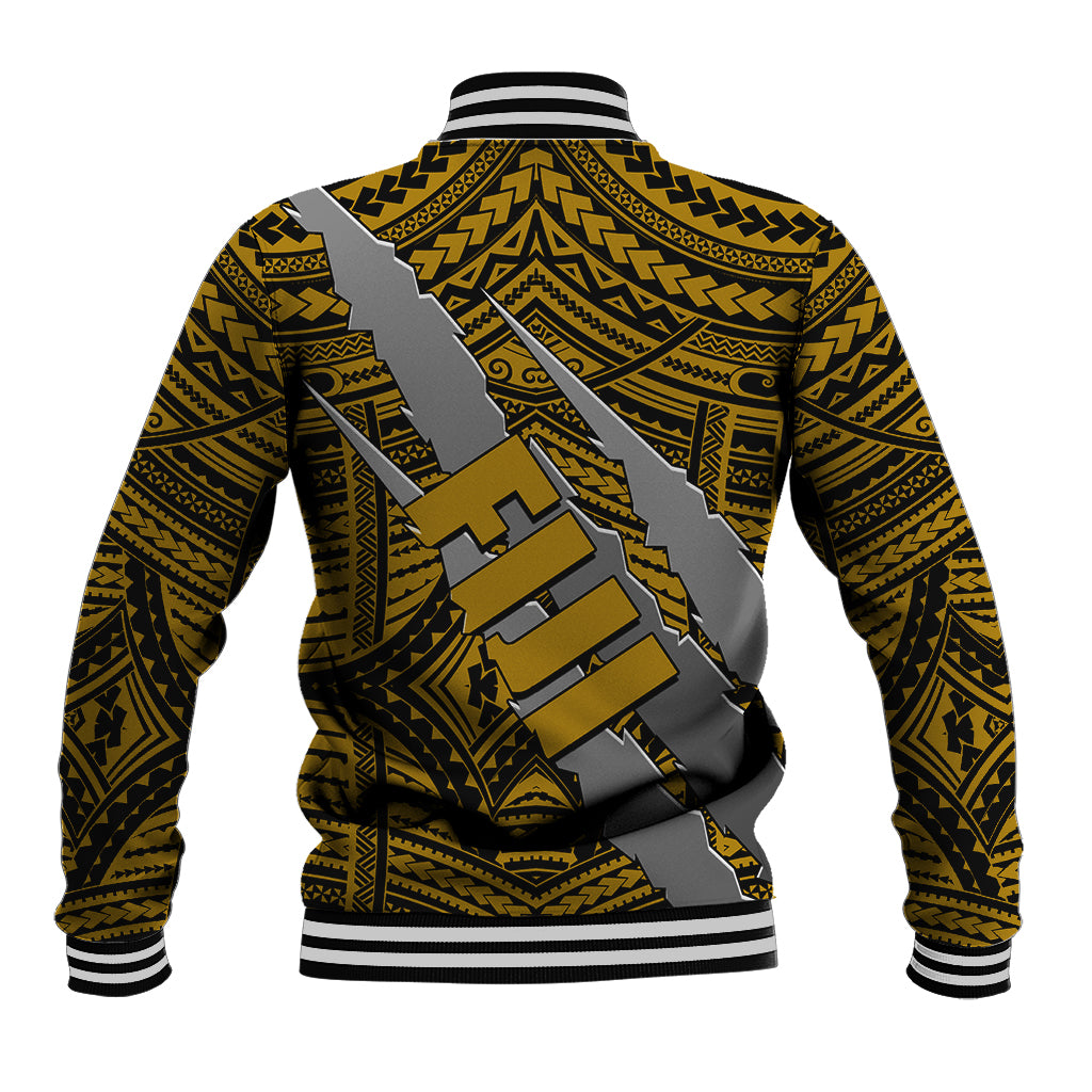 Polynesian Fiji Baseball Jacket with Coat Of Arms Claws Style - Gold LT6 - Polynesian Pride
