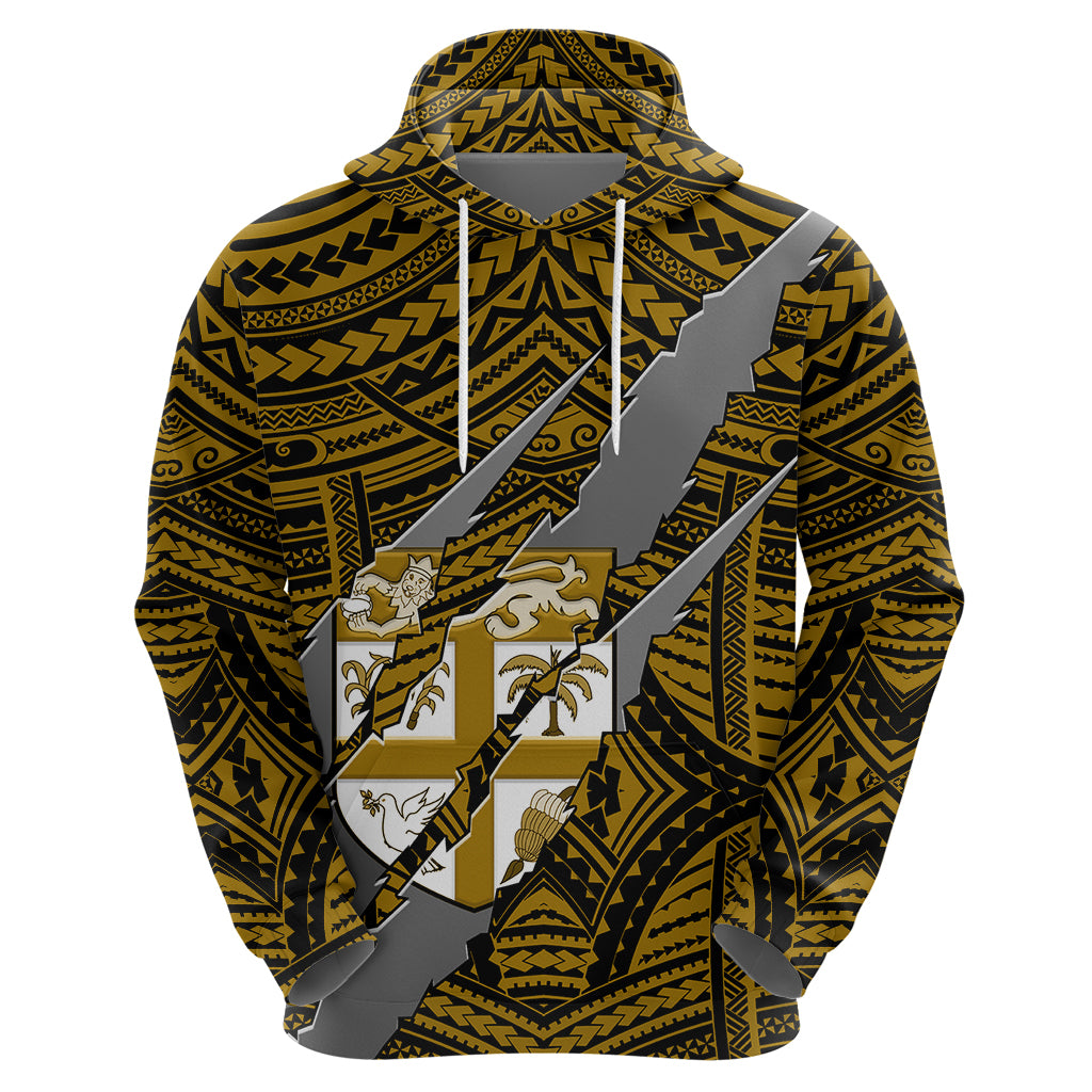 Polynesian Fiji Hoodie with Coat of Arms Claws Style Gold LT6 - Polynesian Pride