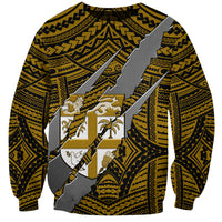 Polynesian Fiji Sweatshirt with Coat Of Arms Claws Style - Gold LT6 Unisex Gold - Polynesian Pride