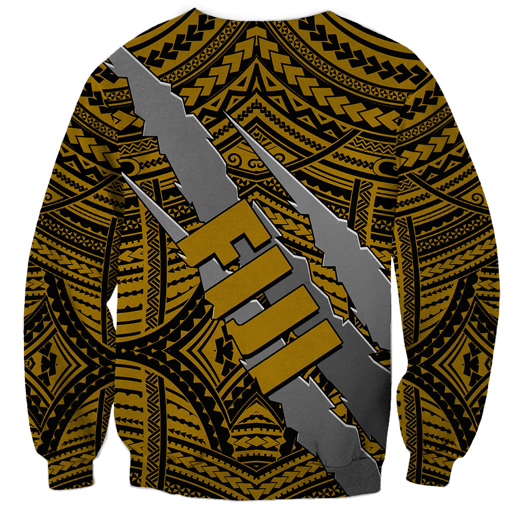 Polynesian Fiji Sweatshirt with Coat Of Arms Claws Style - Gold LT6 - Polynesian Pride