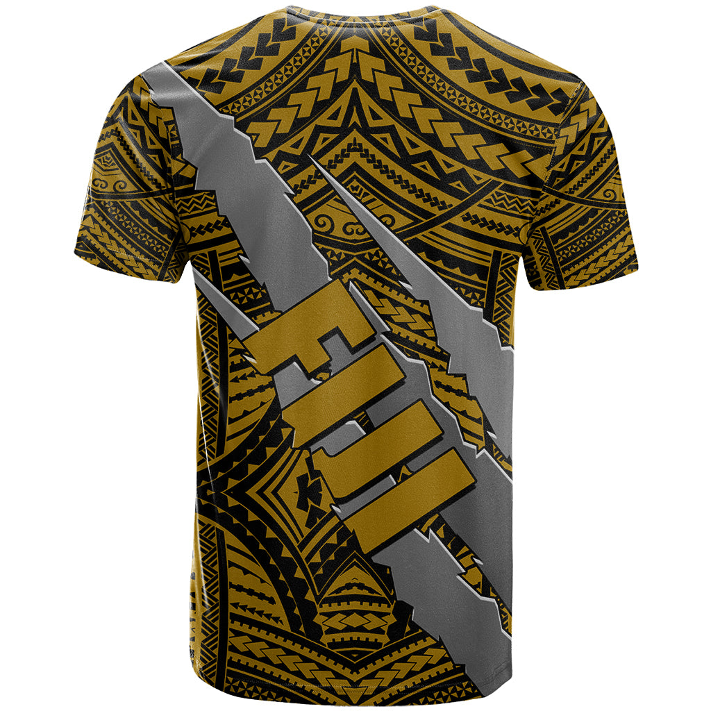 Polynesian Fiji T Shirt with Coat Of Arms Claws Style Gold LT6 - Polynesian Pride