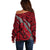 Polynesian Samoa Off Shoulder Sweater with Coat Of Arms Claws Style - Red LT6 - Polynesian Pride