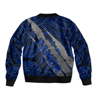 Polynesian Samoa Bomber Jacket with Coat Of Arms Claws Style - Blue LT6 - Polynesian Pride