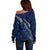 Polynesian Samoa Off Shoulder Sweater with Coat Of Arms Claws Style - Blue LT6 - Polynesian Pride