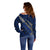 Polynesian Samoa Off Shoulder Sweater with Coat Of Arms Claws Style - Blue LT6 - Polynesian Pride