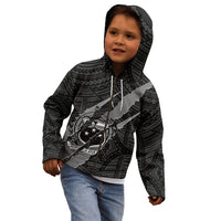 Polynesian Samoa Kid Hoodie with Coat Of Arms Claws Style - Black LT6 - Polynesian Pride