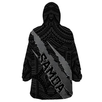 Polynesian Samoa Wearable Blanket Hoodie with Coat Of Arms Claws Style - Black LT6 - Polynesian Pride