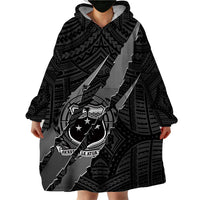 Polynesian Samoa Wearable Blanket Hoodie with Coat Of Arms Claws Style - Black LT6 - Polynesian Pride