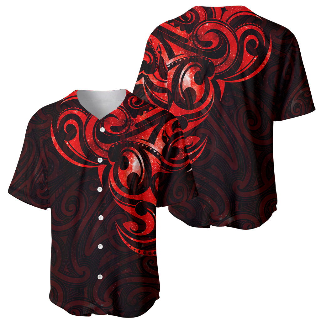 New Zealand Baseball Jersey Maori Matariki Galaxy Sky Red LT6 - Polynesian Pride