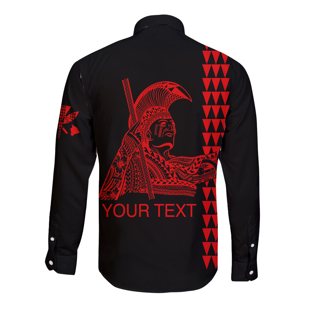 Custom Hawaii Long Sleeve Button Shirt King Kamehameha Day - Red LT6 - Polynesian Pride