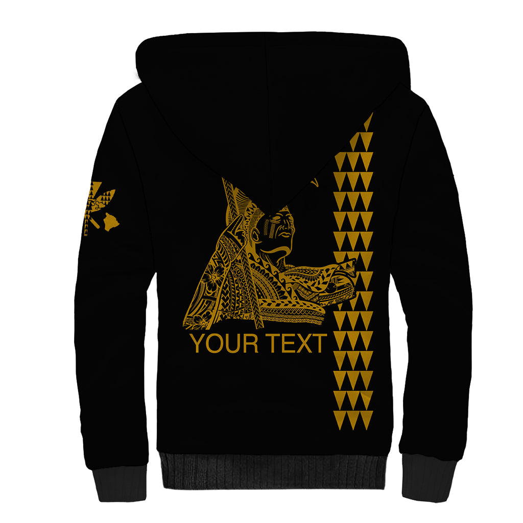 Custom Hawaii Sherpa Hoodie King Kamehameha Day - Gold LT6 - Polynesian Pride