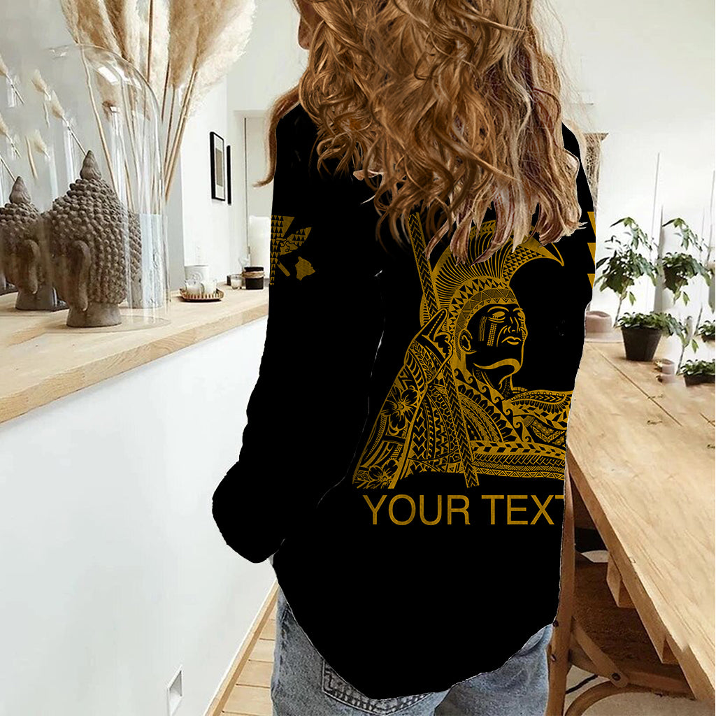 Custom Hawaii Women Casual Shirt King Kamehameha Day - Gold LT6 - Polynesian Pride