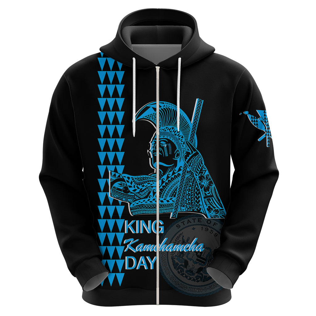 Custom Hawaii Hoodie King Kamehameha Day Blue LT6 - Polynesian Pride