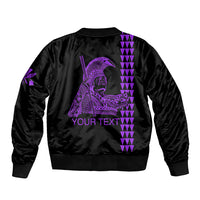 Custom Hawaii Sleeve Zip Bomber Jacket King Kamehameha Day - Purple LT6 - Polynesian Pride