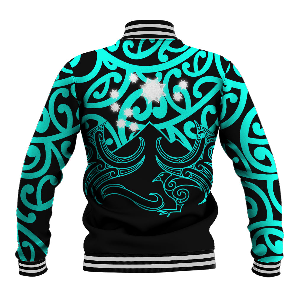 Matariki New Zealand Baseball Jacket Maori New Year Turquoise LT6 - Polynesian Pride