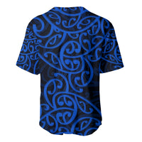 New Zealand Baseball Jersey Maori Pattern Blue LT6 - Polynesian Pride