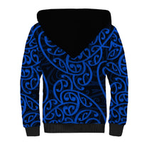 New Zealand Sherpa Hoodie Maori Pattern Blue LT6 - Polynesian Pride