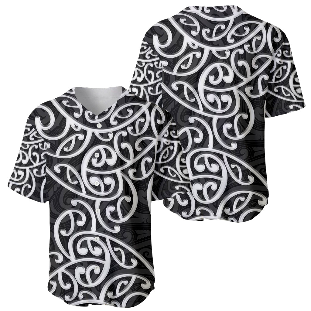 New Zealand Baseball Jersey Maori Pattern White LT6 - Polynesian Pride
