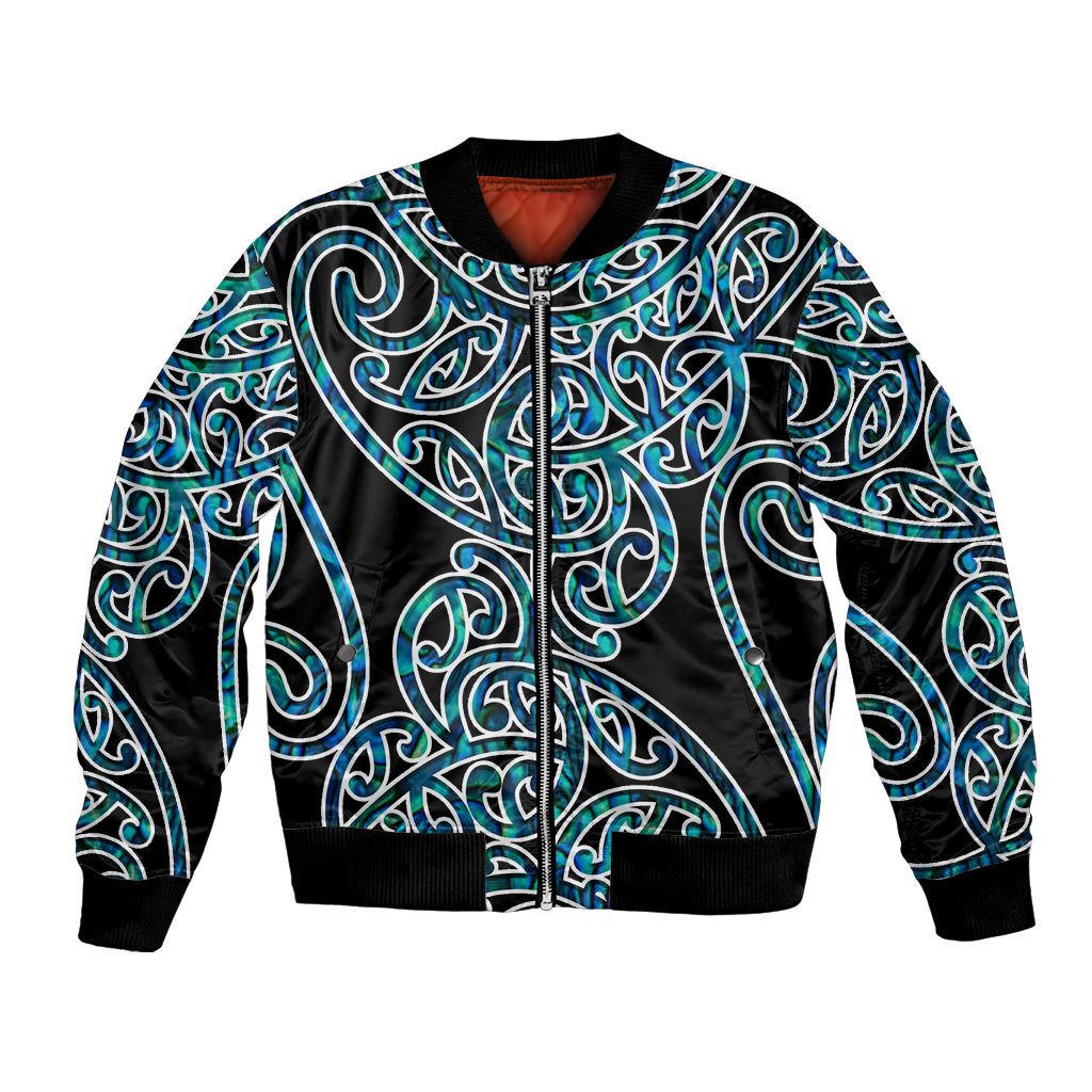 New Zealand Bomber Jacket Maori Pattern Papua Shell LT6 Unisex Green - Polynesian Pride