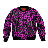 New Zealand Bomber Jacket Maori Pattern Purple LT6 Unisex Purple - Polynesian Pride