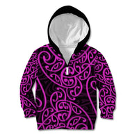 New Zealand Kid Hoodie Maori Pattern Purple LT6 Zip Hoodie Purple - Polynesian Pride