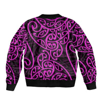 New Zealand Sleeve Zip Bomber Jacket Maori Pattern Purple LT6 - Polynesian Pride