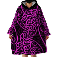 New Zealand Wearable Blanket Hoodie Maori Pattern Purple LT6 - Polynesian Pride