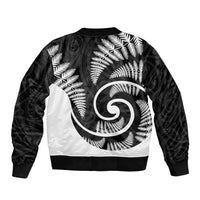 New Zealand Bomber Jacket Maori With Silver Fern White LT6 - Polynesian Pride