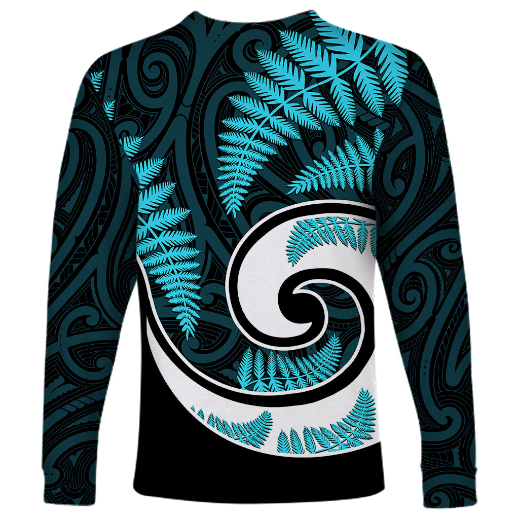 New Zealand Long Sleeve Shirt Maori With Silver Fern Light Blue LT6 - Polynesian Pride
