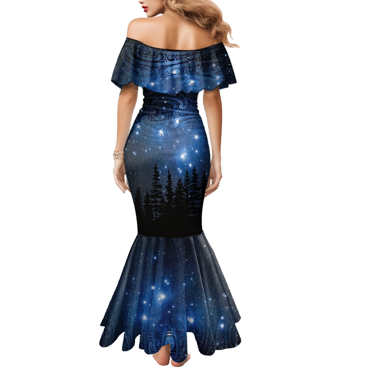 Matariki Te Tau Hou Māori Family Matching Mermaid Dress and Hawaiian Shirt New Zealand Starry Sky