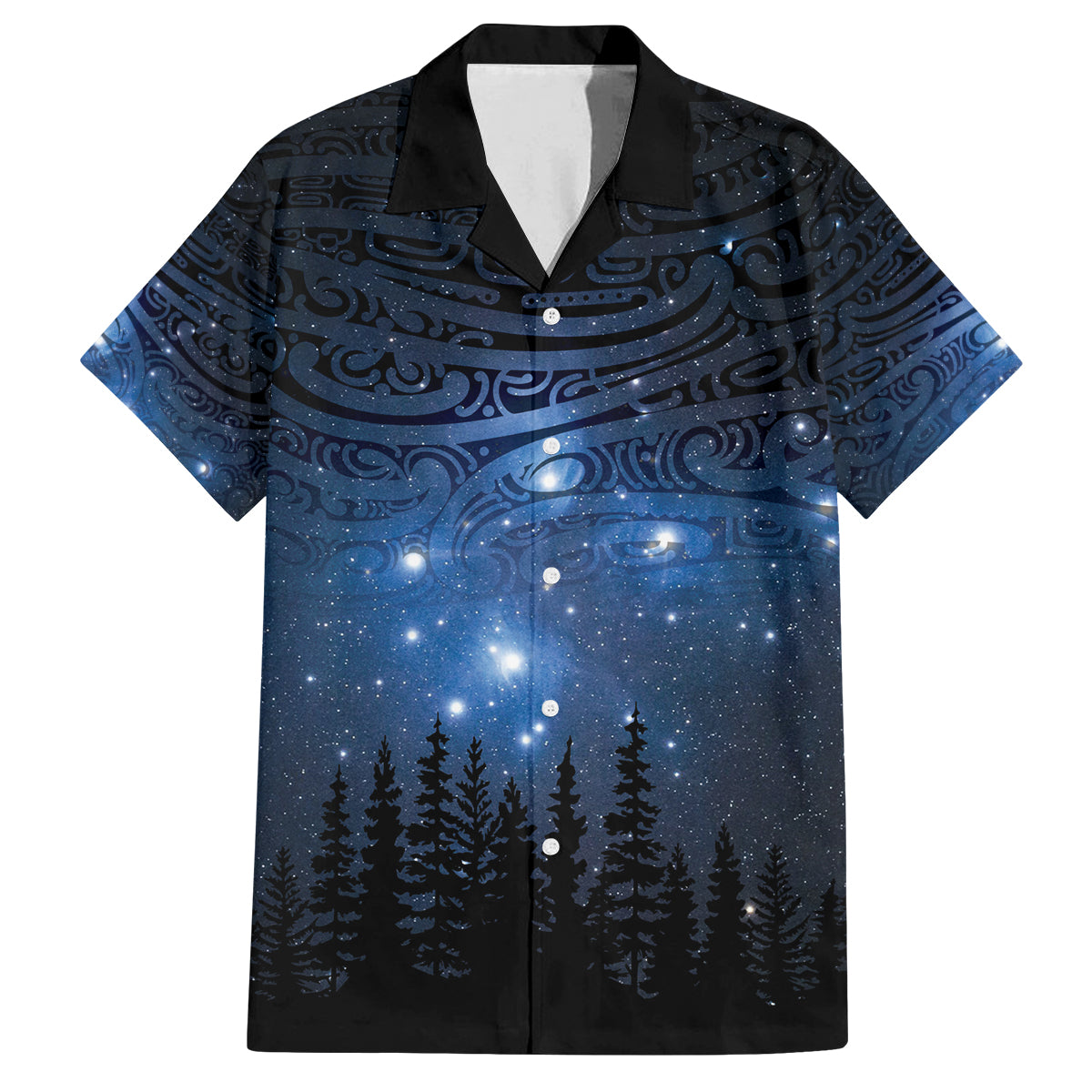 Matariki Te Tau Hou Māori Family Matching Puletasi and Hawaiian Shirt New Zealand Starry Sky LT7 Dad's Shirt - Short Sleeve Galaxy - Polynesian Pride
