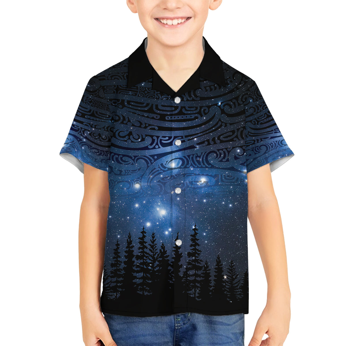 Matariki Te Tau Hou Māori Family Matching Tank Maxi Dress and Hawaiian Shirt New Zealand Starry Sky LT7 Son's Shirt Galaxy - Polynesian Pride