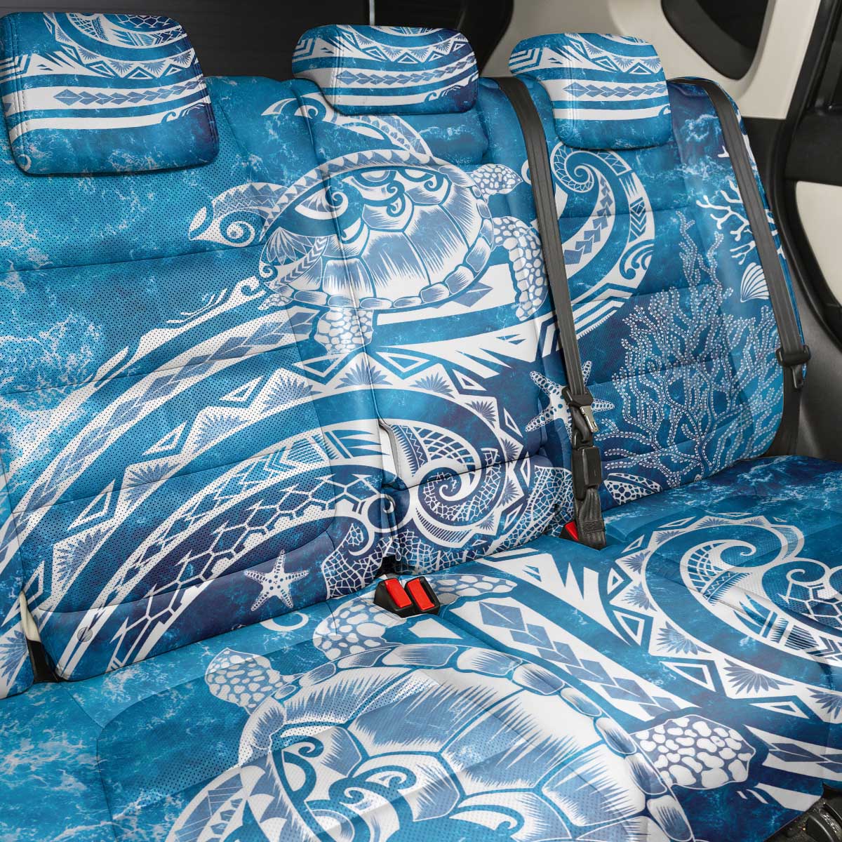 World Ocean Day Polynesian Pattern Back Car Seat Cover Crystal Waves