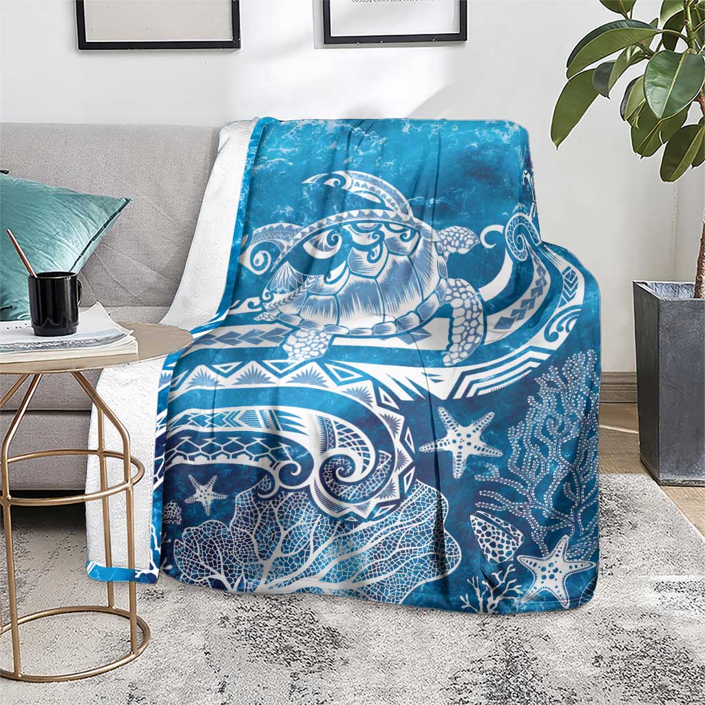 World Ocean Day Polynesian Pattern Blanket Crystal Waves