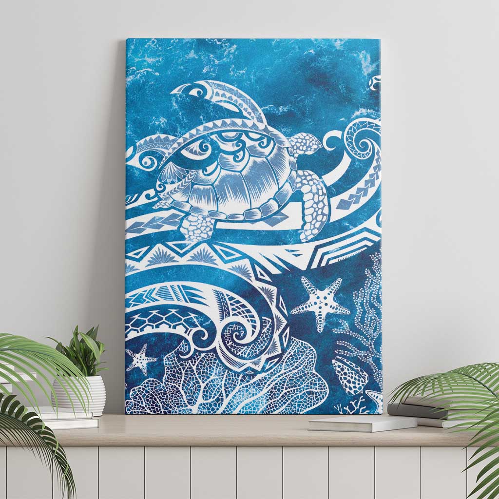 World Ocean Day Polynesian Pattern Canvas Wall Art Crystal Waves