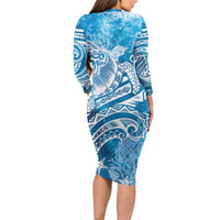 World Ocean Day Polynesian Pattern Family Matching Long Sleeve Bodycon Dress and Hawaiian Shirt Crystal Waves LT7 - Polynesian Pride