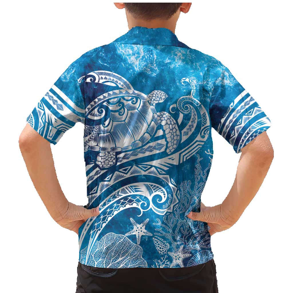 World Ocean Day Polynesian Pattern Family Matching Mermaid Dress and Hawaiian Shirt Crystal Waves LT7 - Polynesian Pride